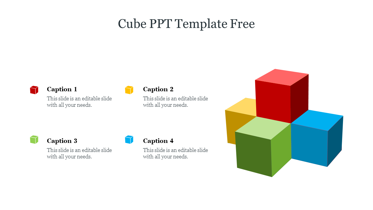 Incredible Cube PPT Template Free Download- Four Node